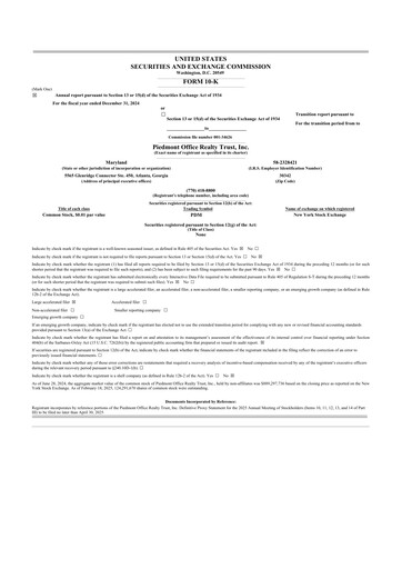 Thumbnail Piedmont Realty Trust 10-K Annual Report 2024