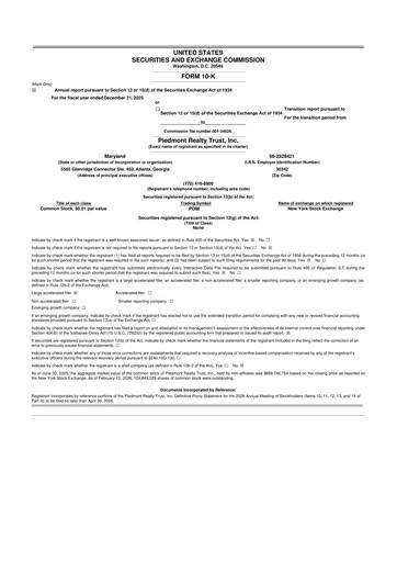 Thumbnail Piedmont Realty Trust 10-K Annual Report 2025