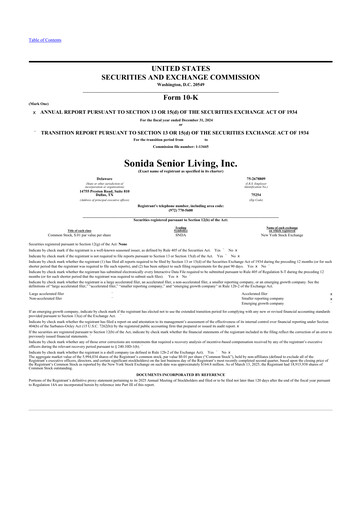 Thumbnail Sonida Senior Living 10-K Annual Report 2024