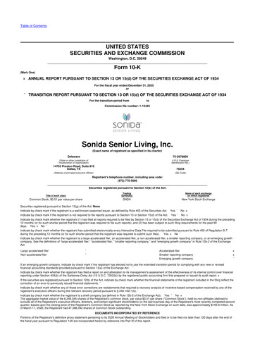 Thumbnail Sonida Senior Living 10-K Annual Report 2025