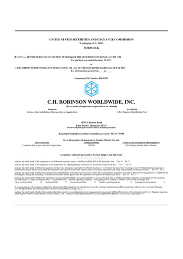 Thumbnail C. H. Robinson 10-K Annual Report 2022