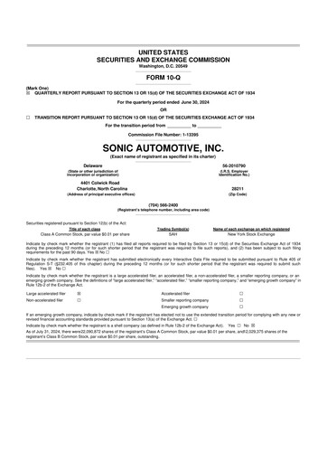 Thumbnail Sonic Automotive
 10-Q Quarterly Report FY2024 