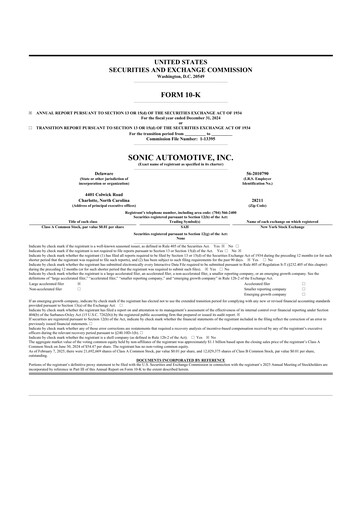 Thumbnail Sonic Automotive
 10-K Annual Report 2024