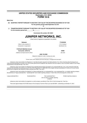 Vorschaubild Juniper Networks
 10-Q Quartalsbericht 2012 