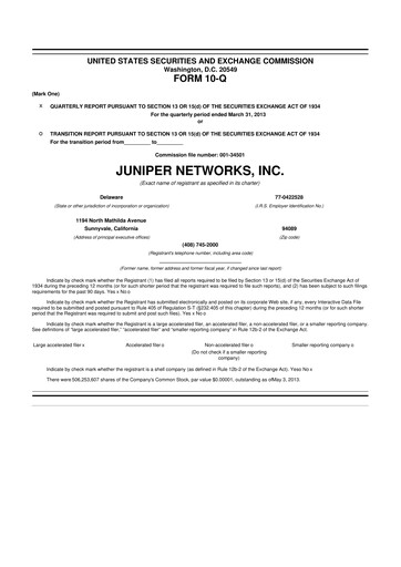 Vorschaubild Juniper Networks
 10-Q Quartalsbericht 2013 