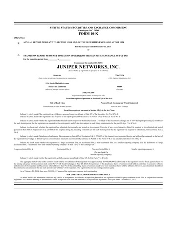 Miniature Juniper Networks
 10-K Rapport annuel 2013