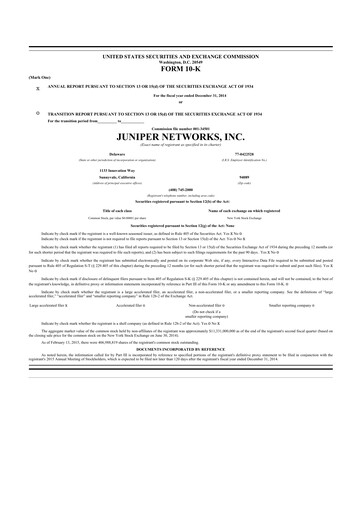 Miniature Juniper Networks
 10-K Rapport annuel 2014