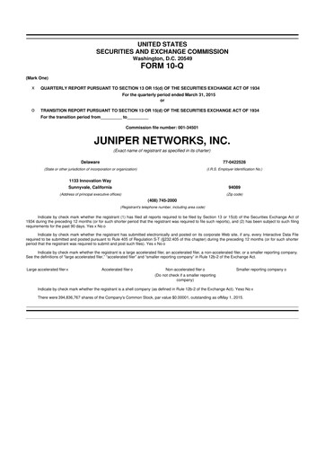 Vorschaubild Juniper Networks
 10-Q Quartalsbericht 2015 