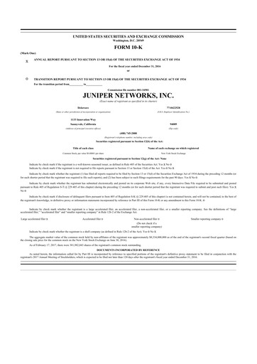 Miniature Juniper Networks
 10-K Rapport annuel 2016