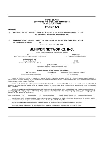 Vorschaubild Juniper Networks
 10-Q Quartalsbericht 2020 