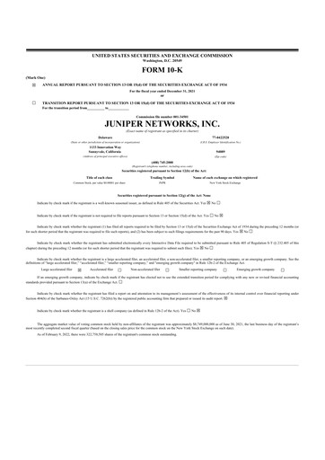 Miniature Juniper Networks
 10-K Rapport annuel 2021