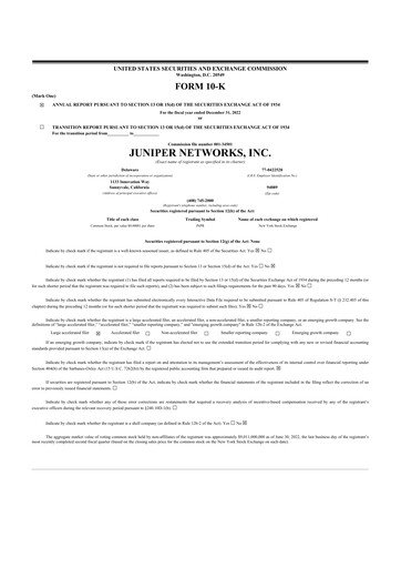 Miniature Juniper Networks
 10-K Rapport annuel 2022