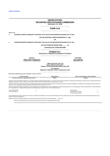 Thumbnail OneSpan 10-Q Quarterly Report FY 