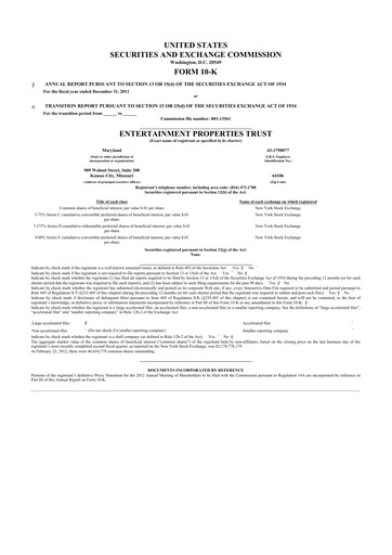 Vorschaubild EPR Properties
 10-K Jahresbericht 2011