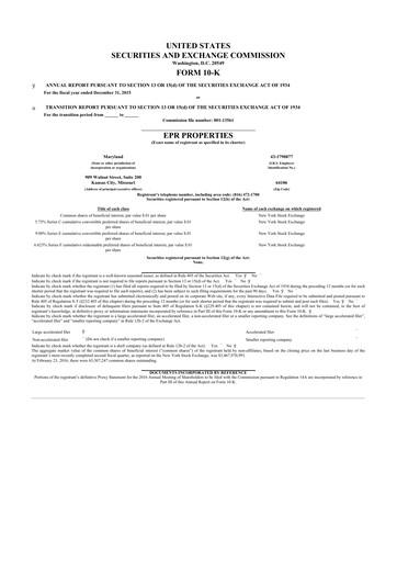 Vorschaubild EPR Properties
 10-K Jahresbericht 2015