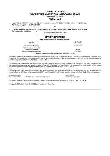 Thumbnail EPR Properties
 10-Q Quarterly Report FY2016 