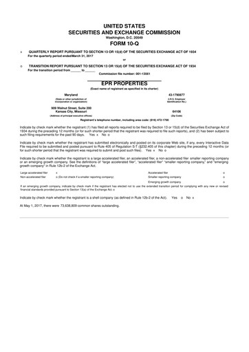 Thumbnail EPR Properties
 10-Q Quarterly Report FY2017 