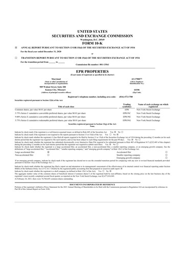 Vorschaubild EPR Properties
 10-K Jahresbericht 2020