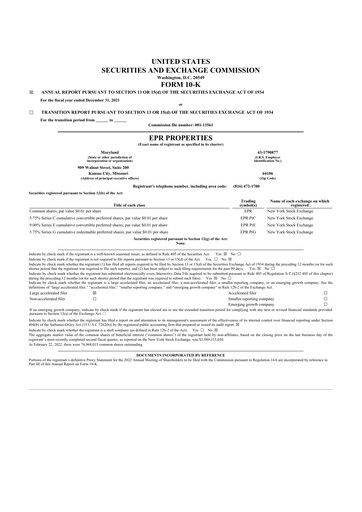Vorschaubild EPR Properties
 10-K Jahresbericht 2021