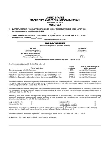 Thumbnail EPR Properties
 10-Q Quarterly Report FY2022 