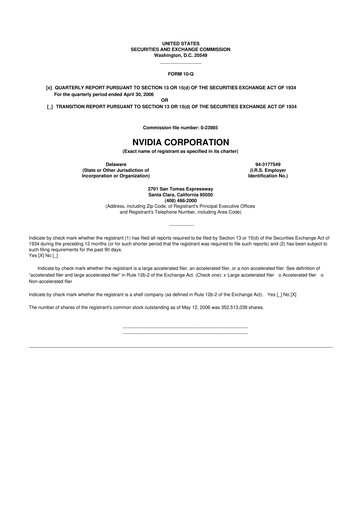 Thumbnail NVIDIA 10-Q Quarterly Report FY 