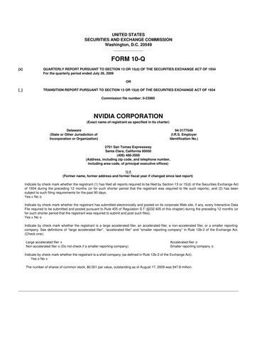 Thumbnail NVIDIA 10-Q Quarterly Report FY 