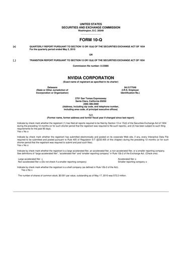 Thumbnail NVIDIA 10-Q Quarterly Report FY2011 