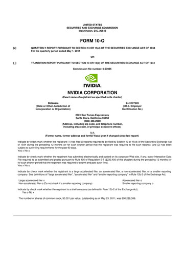 Thumbnail NVIDIA 10-Q Quarterly Report FY2012 