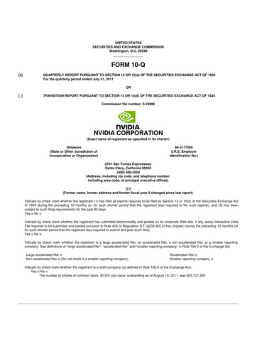 Thumbnail NVIDIA 10-Q Quarterly Report FY2012 