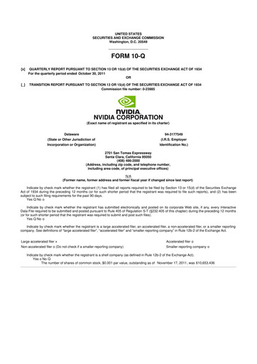 Thumbnail NVIDIA 10-Q Quarterly Report FY2012 