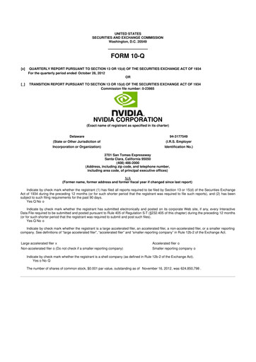 Thumbnail NVIDIA 10-Q Quarterly Report FY2013 