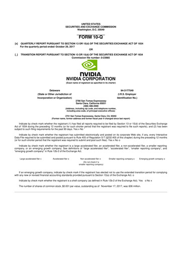 Thumbnail NVIDIA 10-Q Quarterly Report FY2018 