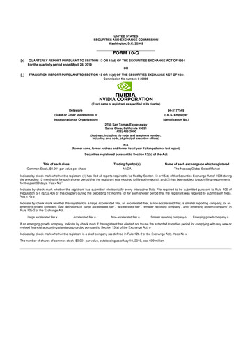 Thumbnail NVIDIA 10-Q Quarterly Report FY2020 