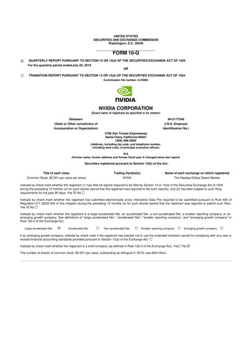 Thumbnail NVIDIA 10-Q Quarterly Report FY2020 