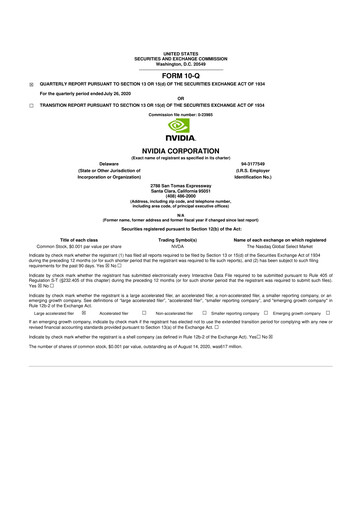 Thumbnail NVIDIA 10-Q Quarterly Report FY2020 