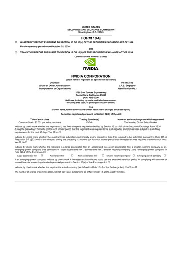 Thumbnail NVIDIA 10-Q Quarterly Report FY2021 