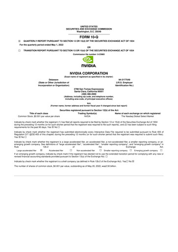 Thumbnail NVIDIA 10-Q Quarterly Report FY2023 