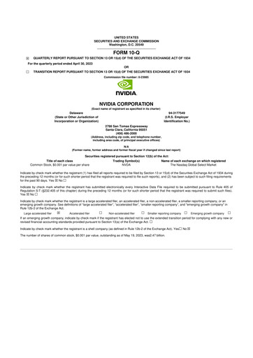 Thumbnail NVIDIA 10-Q Quarterly Report FY2024 