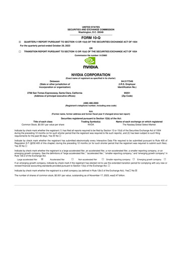 Thumbnail NVIDIA 10-Q Quarterly Report FY2024 