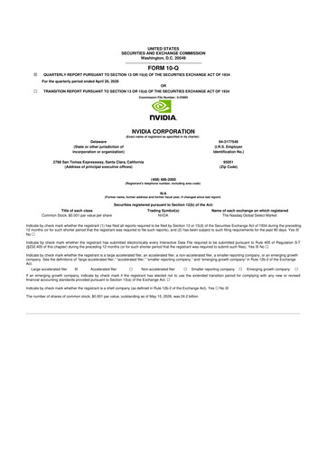 Thumbnail NVIDIA 10-Q Quarterly Report FY2027 