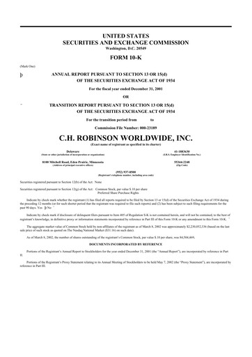 Thumbnail C. H. Robinson 10-K Annual Report 