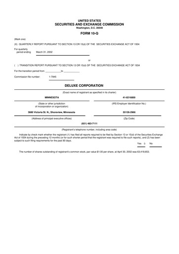 Thumbnail Deluxe Corporation 10-Q Quarterly Report FY 
