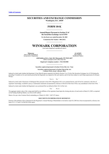 Thumbnail Winmark 10-K Annual Report 