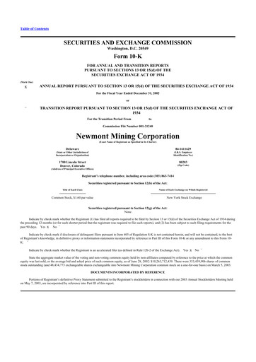 Thumbnail Newmont 10-K Annual Report 