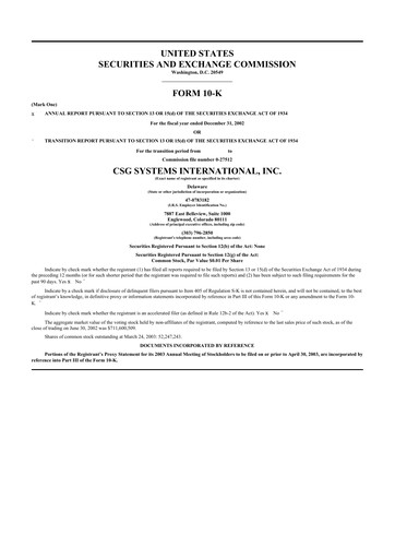 Miniature CSG International
 10-K Rapport annuel 