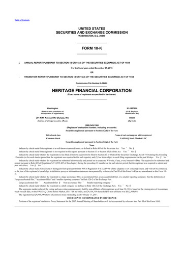 Thumbnail Heritage Financial 10-K Annual Report 2016