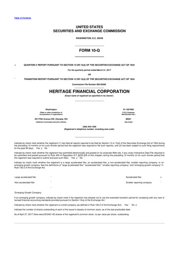 Thumbnail Heritage Financial 10-Q Quarterly Report FY2017 