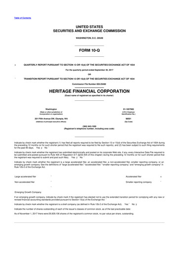 Thumbnail Heritage Financial 10-Q Quarterly Report FY2017 
