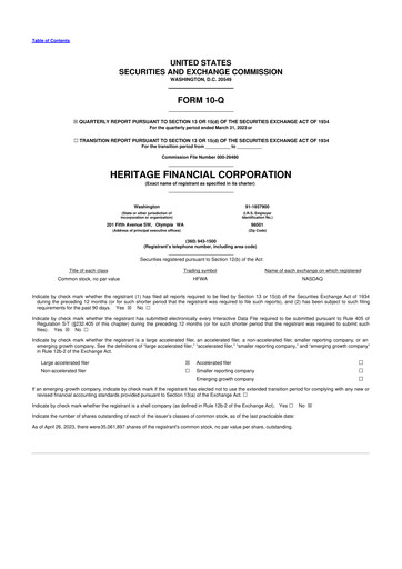 Thumbnail Heritage Financial 10-Q Quarterly Report FY2023 