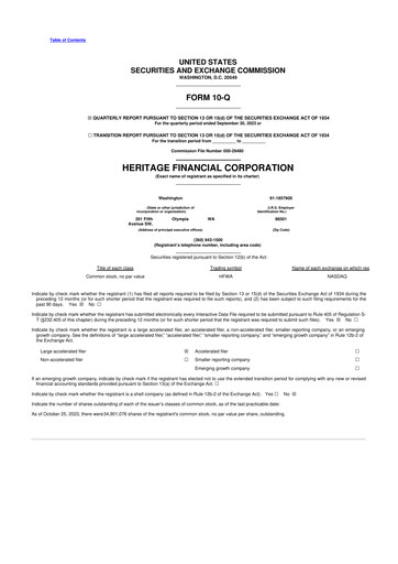 Thumbnail Heritage Financial 10-Q Quarterly Report FY2023 